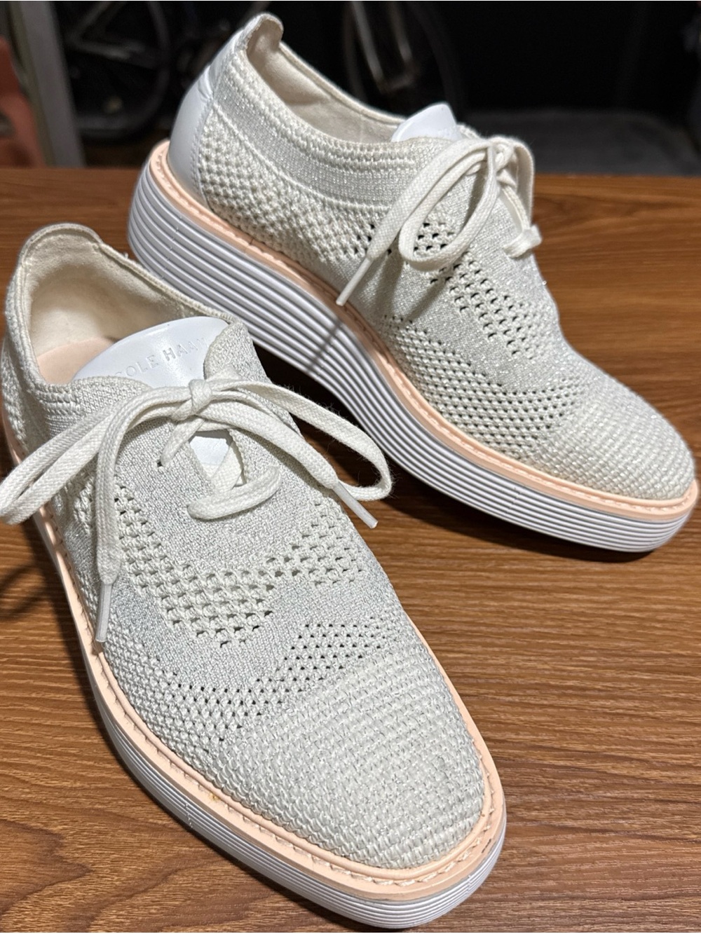 Cole Haan Original Grand Platform Wingtip Oxfords Shoes Sneaker White Wmn 6